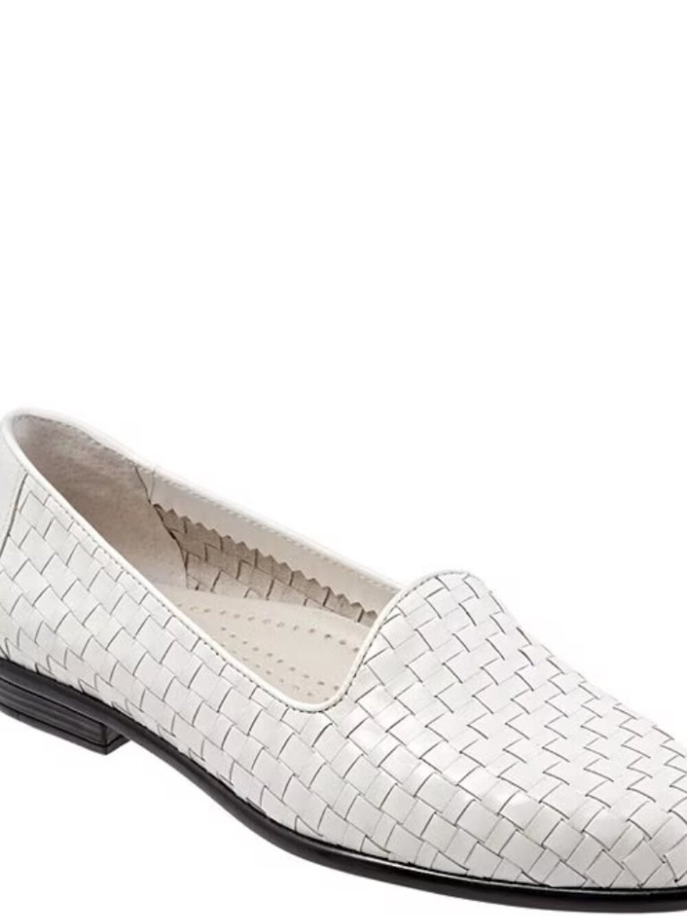 EUC Trotters "Liz" White Basket Weave Leather Loafers Size 9
